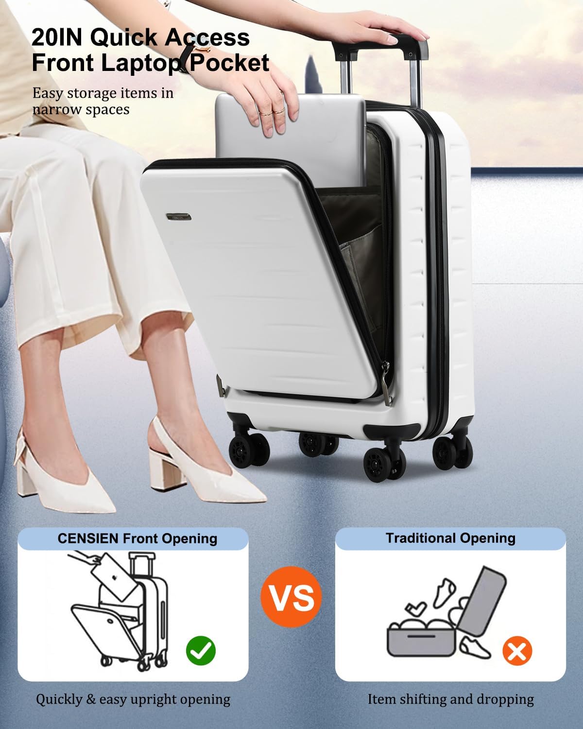 20 Inch Carry On Luggage and Expandable 28 Inch Checked Luggage with Spinner Wheels
