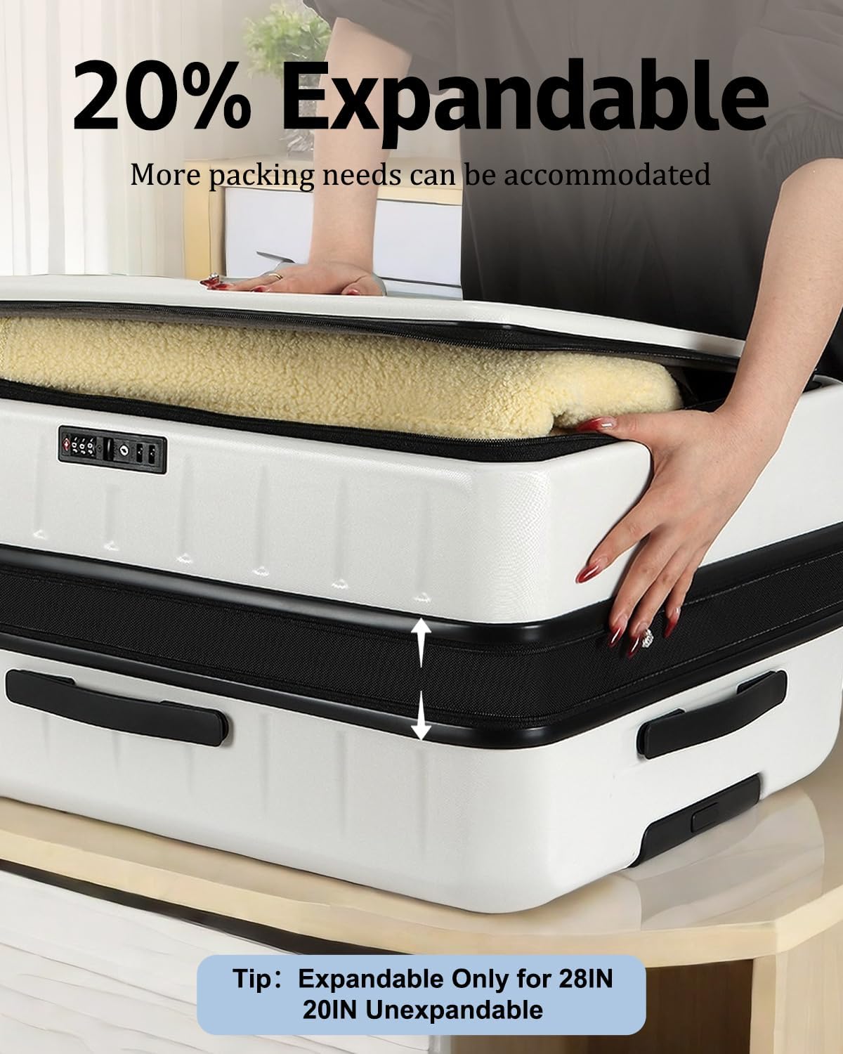 20 Inch Carry On Luggage and Expandable 28 Inch Checked Luggage with Spinner Wheels