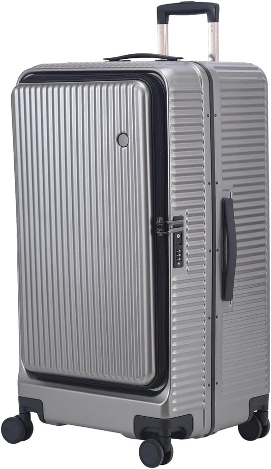 29 Inch Aluminum Checked Luggage with Side Opening Zipper