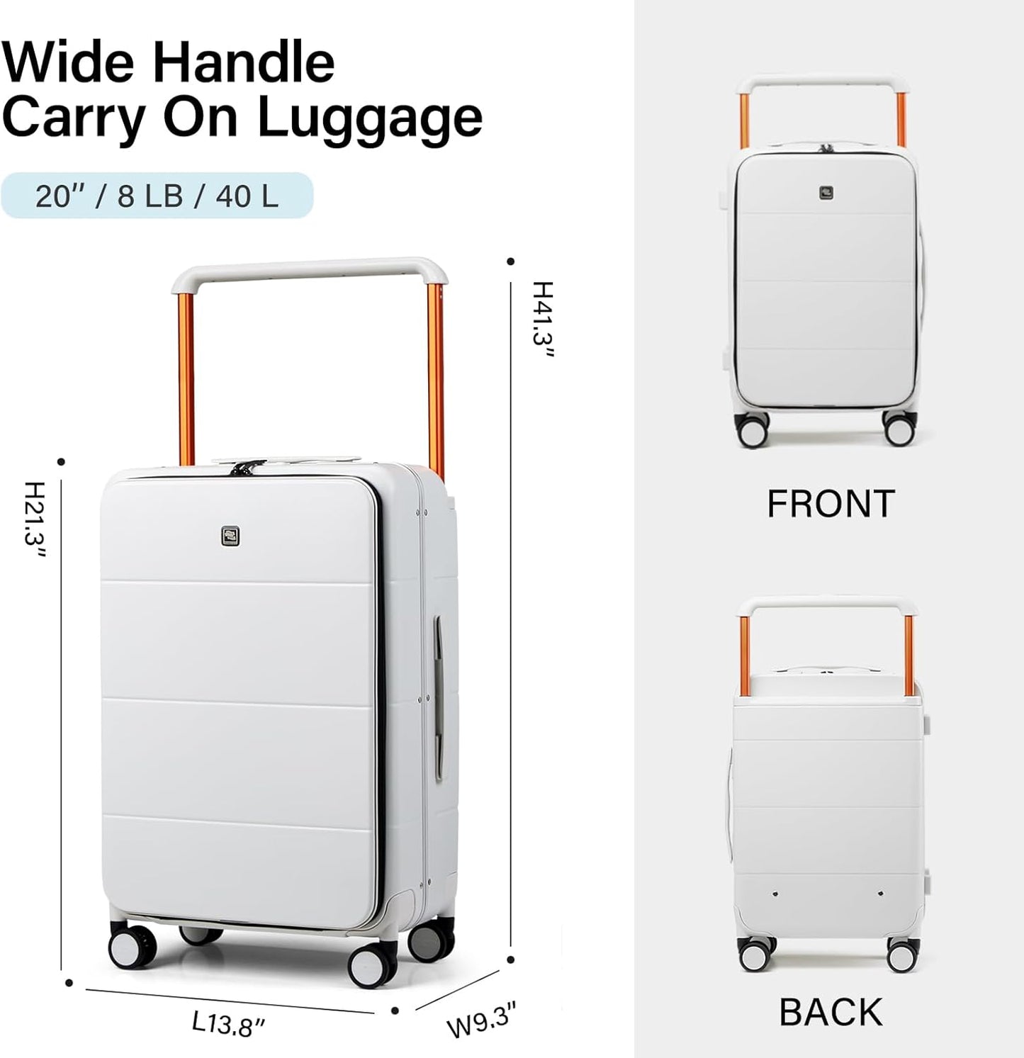 20 Inch Zipperless Aluminum Frame Wide Handle Luggage